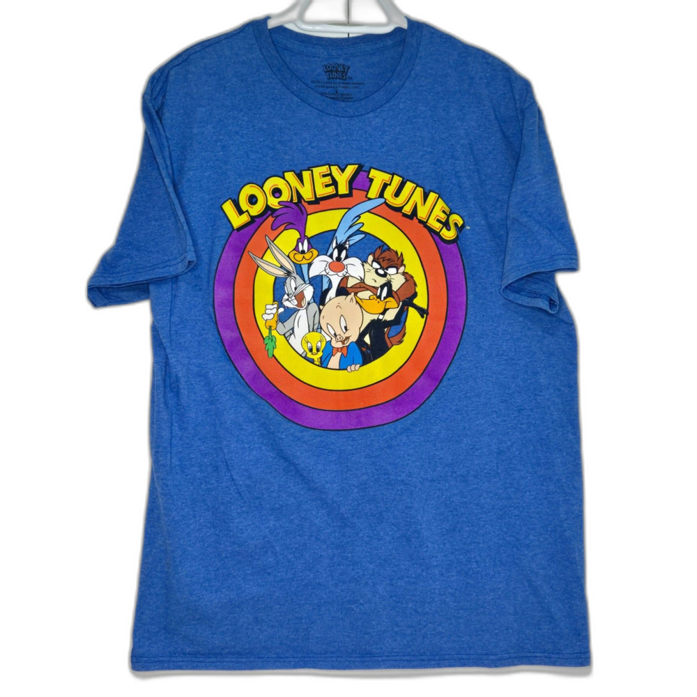 Looney Tunes Bullseye Character Group Graphic T-Shirt | Men's Size L | Blue